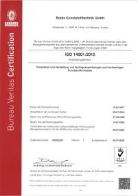 EN ISO 14001 Zertifikat